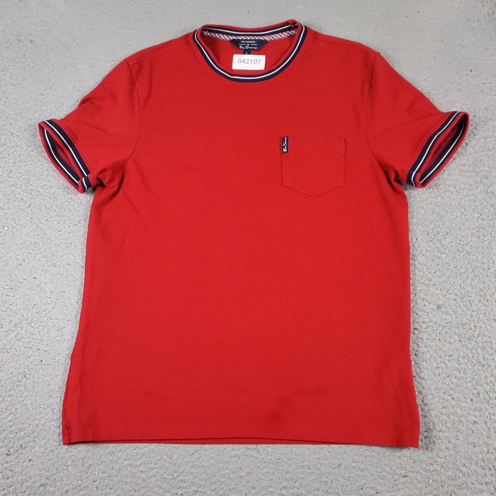 Ben Sherman T Shirt Mens Small Red Short Sleeve Pocket Crew Neck 042107